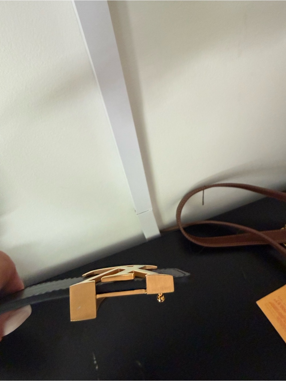 LV Epi Leather LV Initiales Belt Black Gold 40mm - Picture 9 of 11